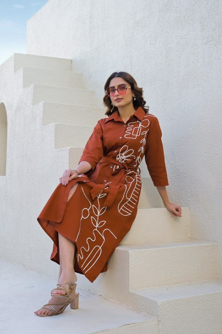 Tatva jasper embroidery cotton dress