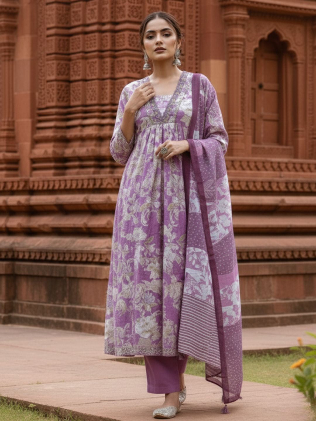 Tejaswi Lilac Floral Suit Set