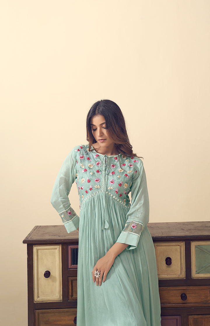 Pavni Powder Blue Embroidery Suit Set