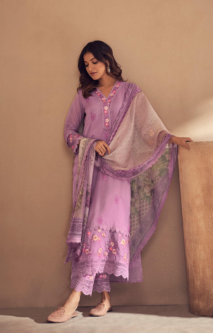 Pavni Periwinkle Pakistani Embroidery Suit Set