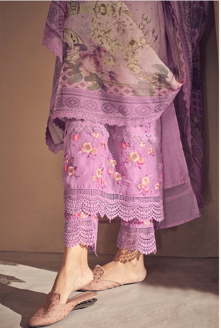 Pavni Periwinkle Pakistani Embroidery Suit Set