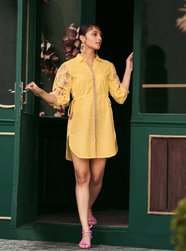 Brooklyn Lime Embroidery Shirt Dress