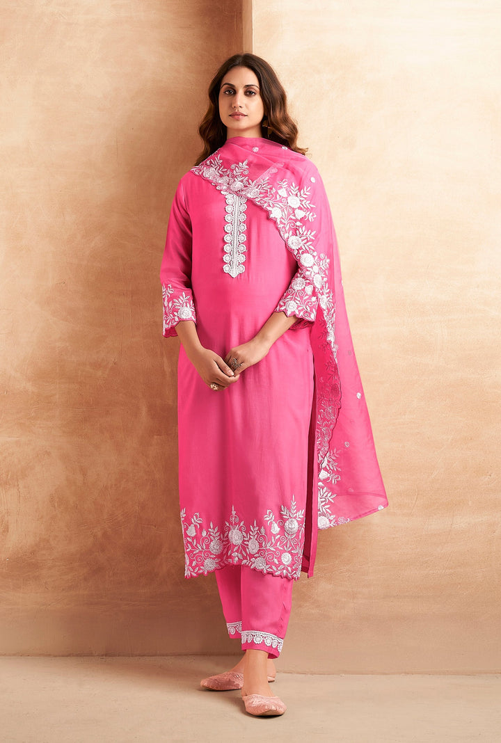 Tara Flamingo Embroidered Suit Set