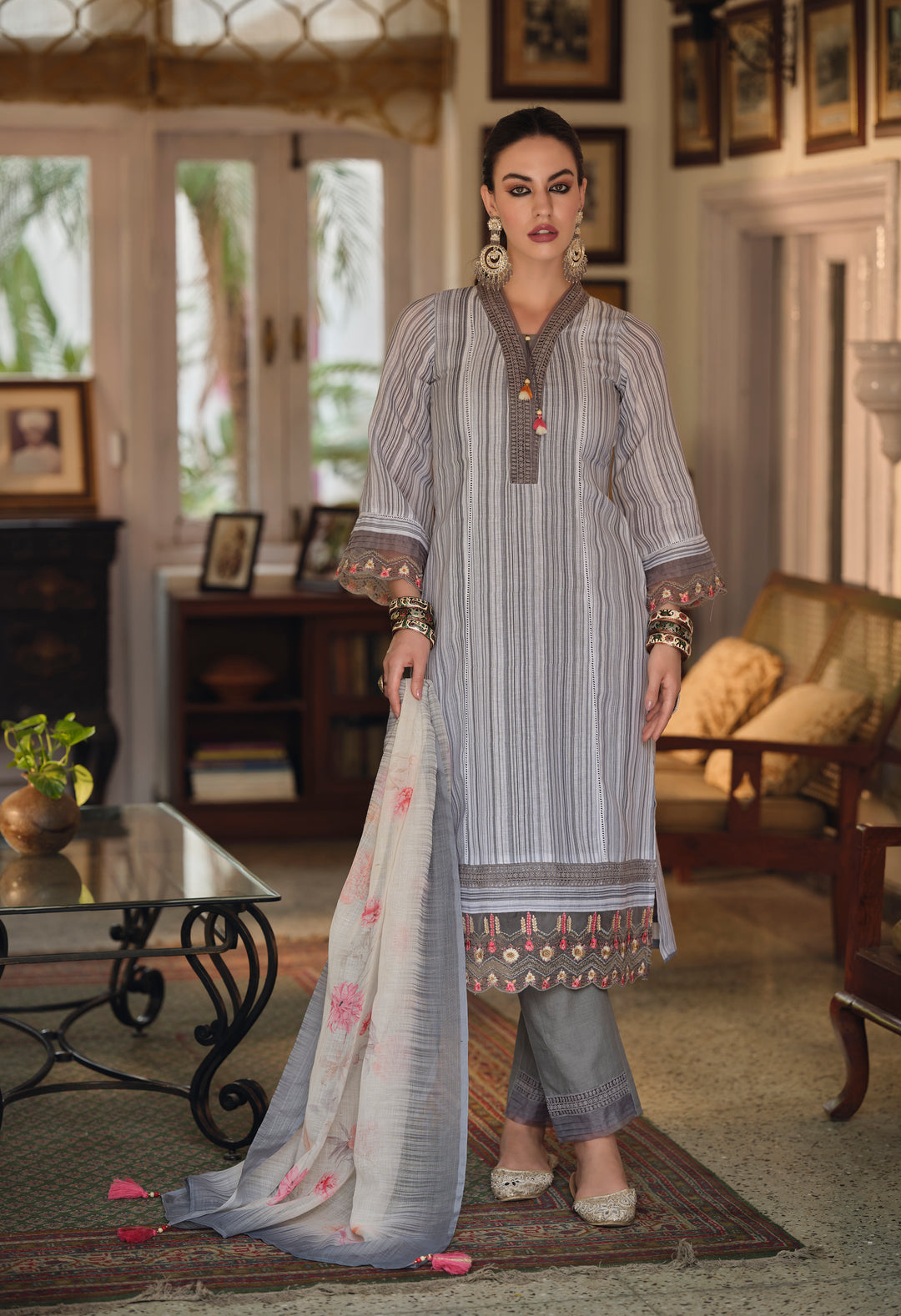 Feroza Grey Pakistani Suit Set