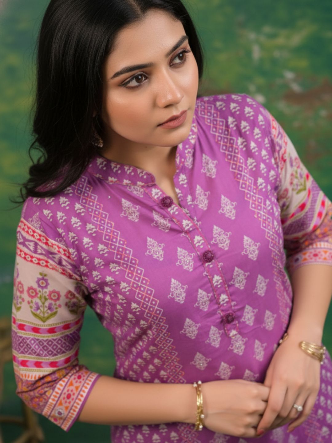 Shanti Orchid Printed Suit Set