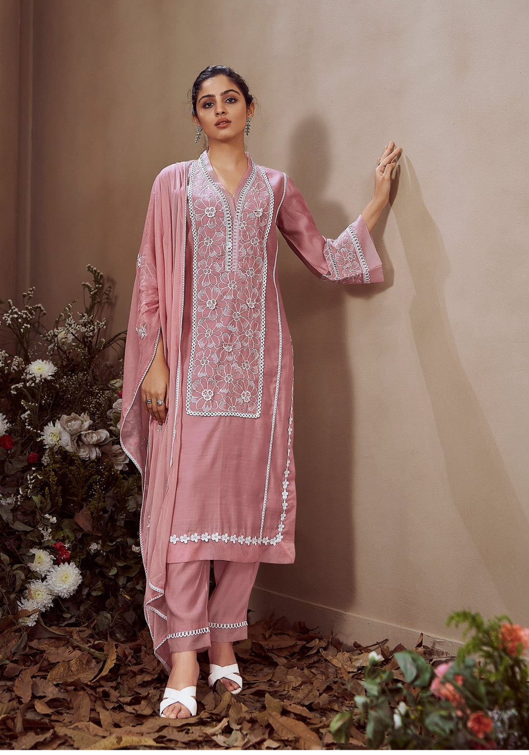 Rimjhim Salmon Embroidered Pakistani Suit Set