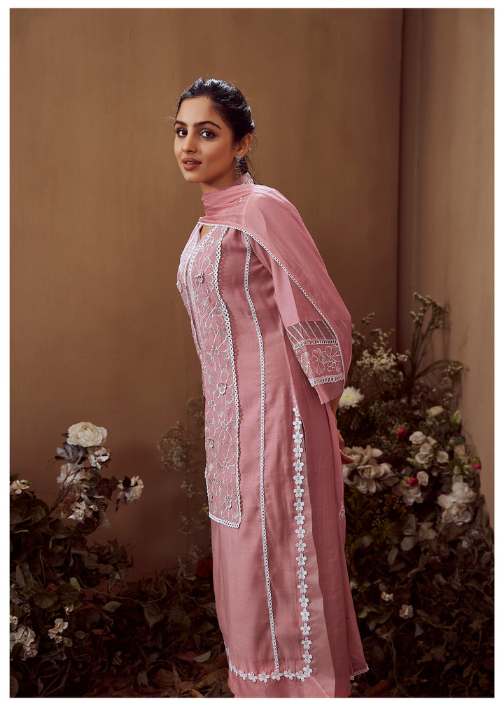 Rimjhim Salmon Embroidered Pakistani Suit Set