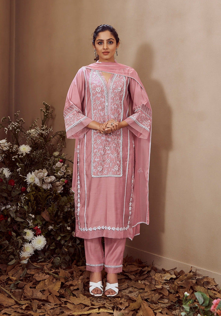 Rimjhim Salmon Embroidered Pakistani Suit Set