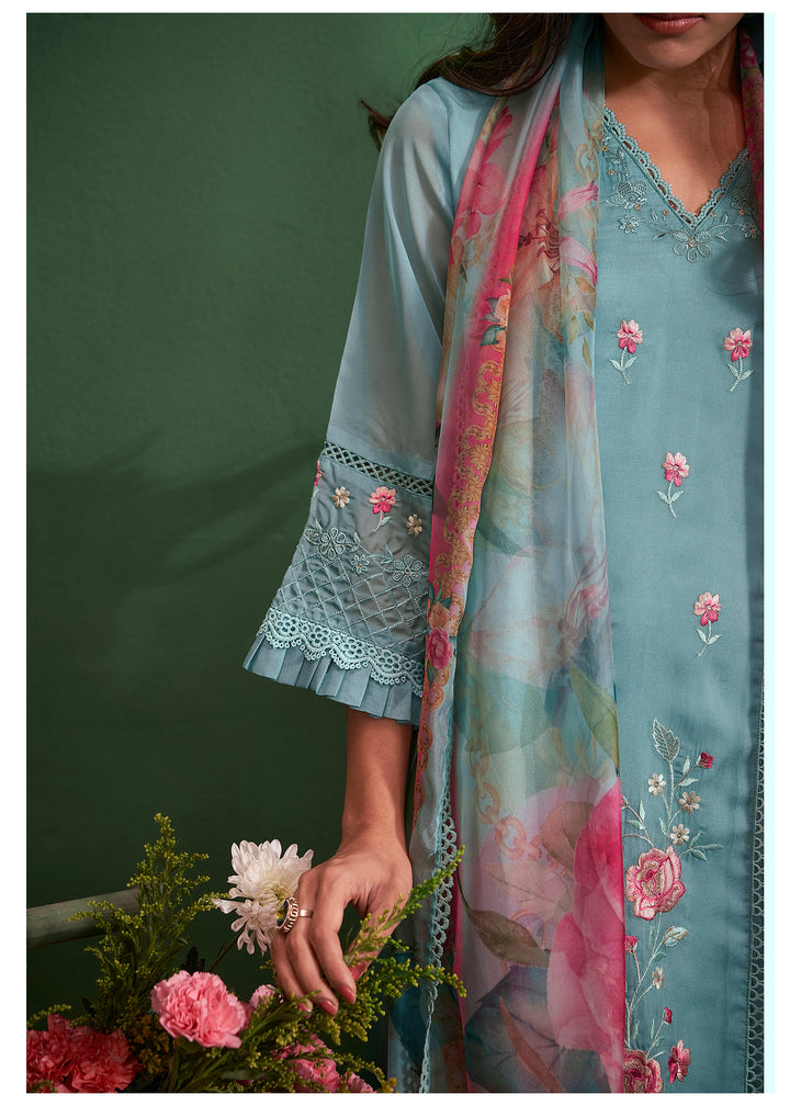 Disha SoftBlue Embroidered Pakistani Suit Set
