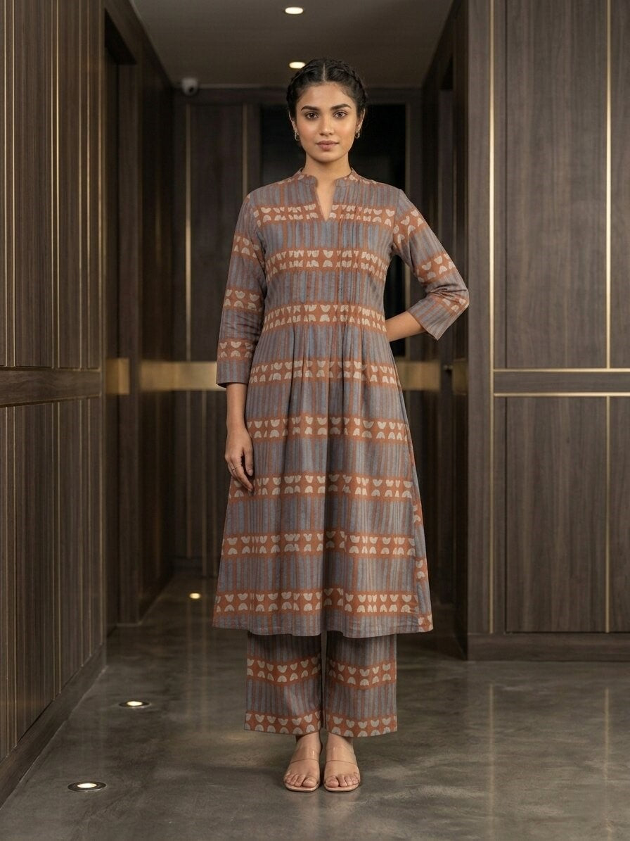 Akshara stone cotton kurta pant set
