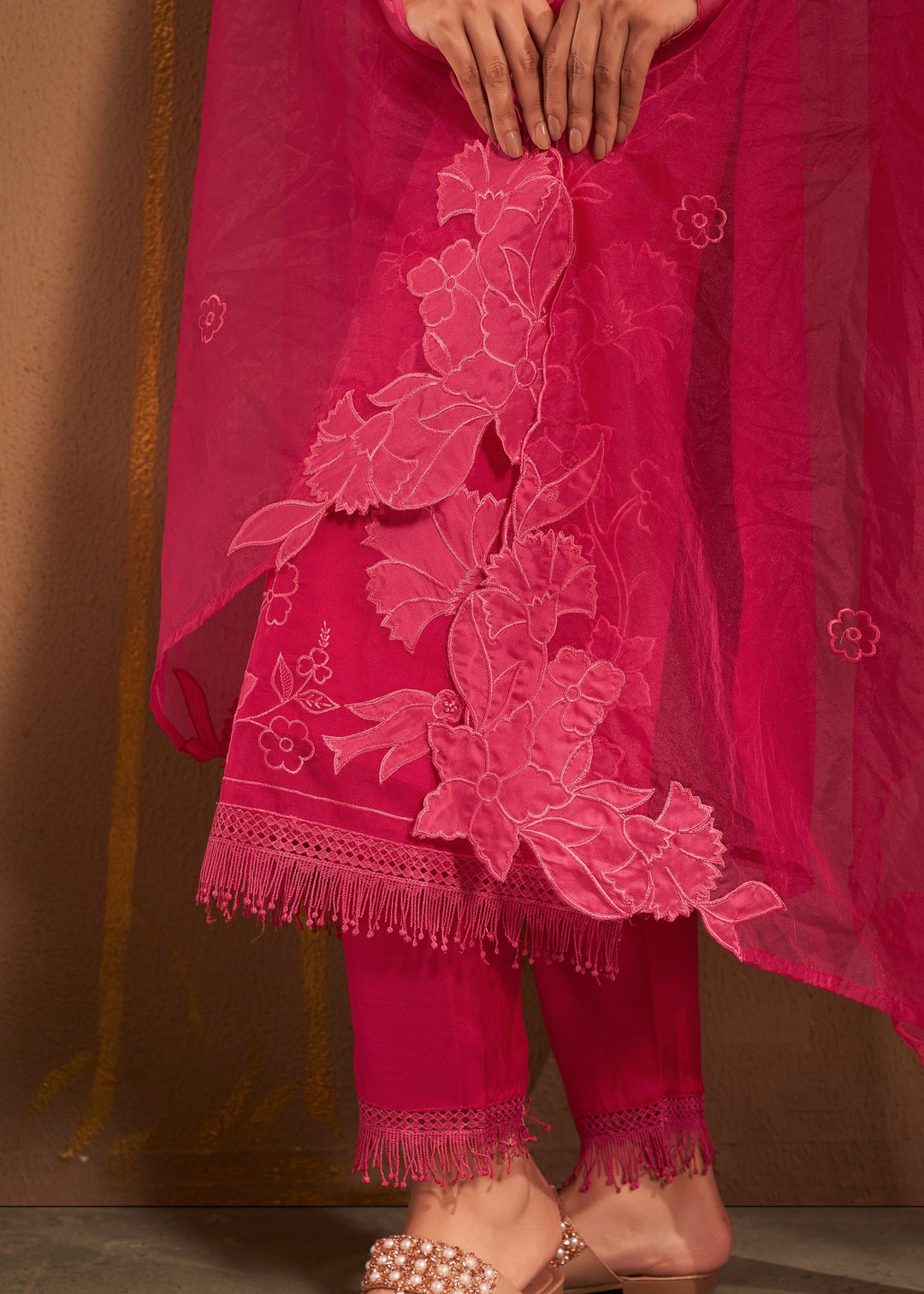 Bushra Taffy Lawn Full Work Suit Set