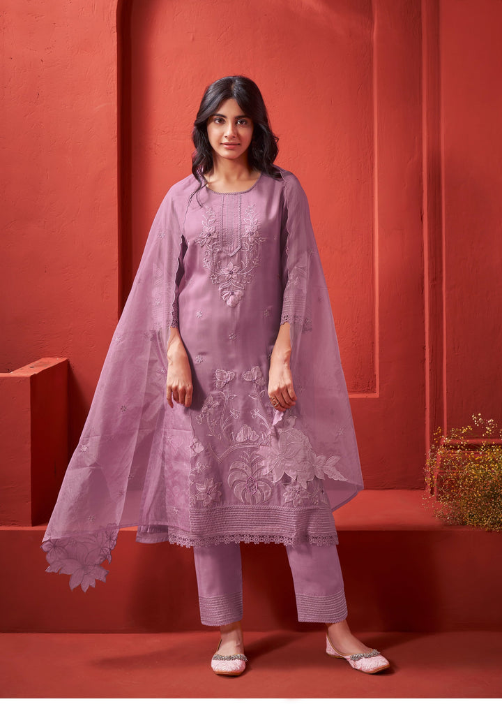 Bushra Lilac Full Work Pakistani Suit Set