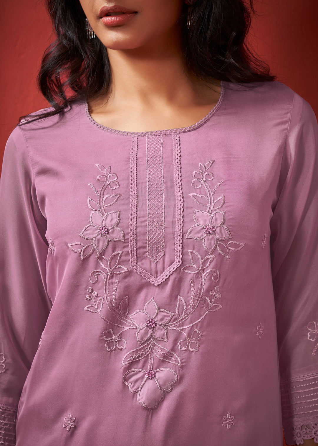 Bushra Lilac Full Work Pakistani Suit Set