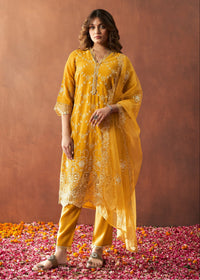 Bushra Marigold Full Embroidery Suit Set