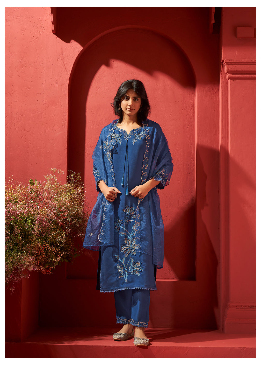 BUSHRA INDIGO PAKISTANI FULL WORK SUIT SET