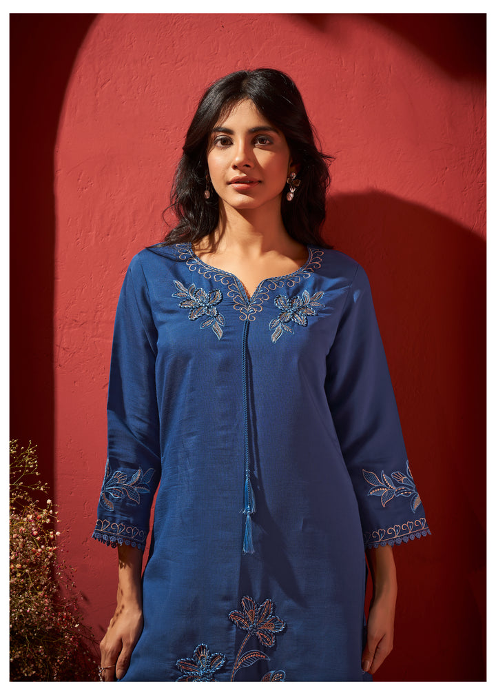 BUSHRA INDIGO PAKISTANI FULL WORK SUIT SET