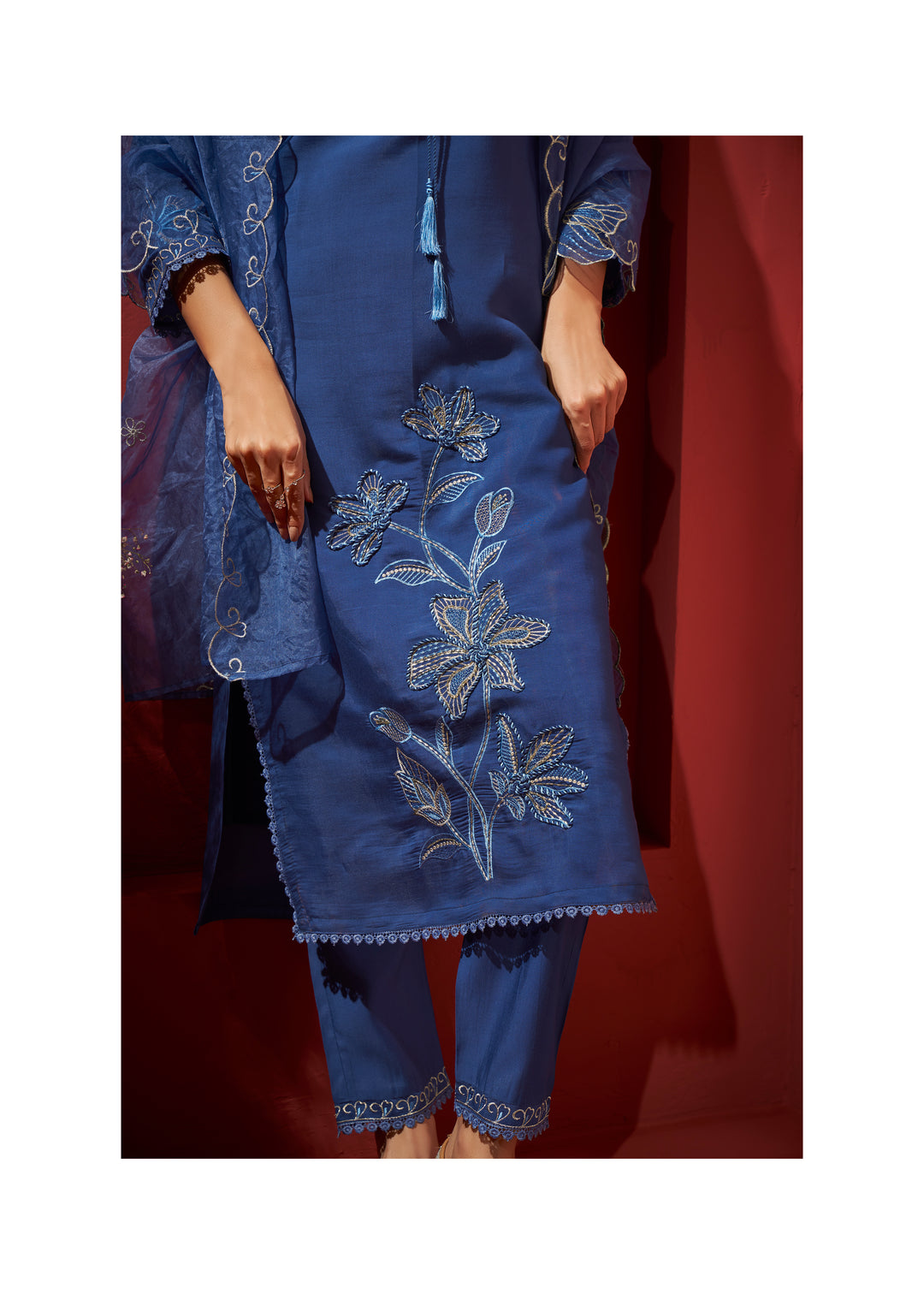 BUSHRA INDIGO PAKISTANI FULL WORK SUIT SET