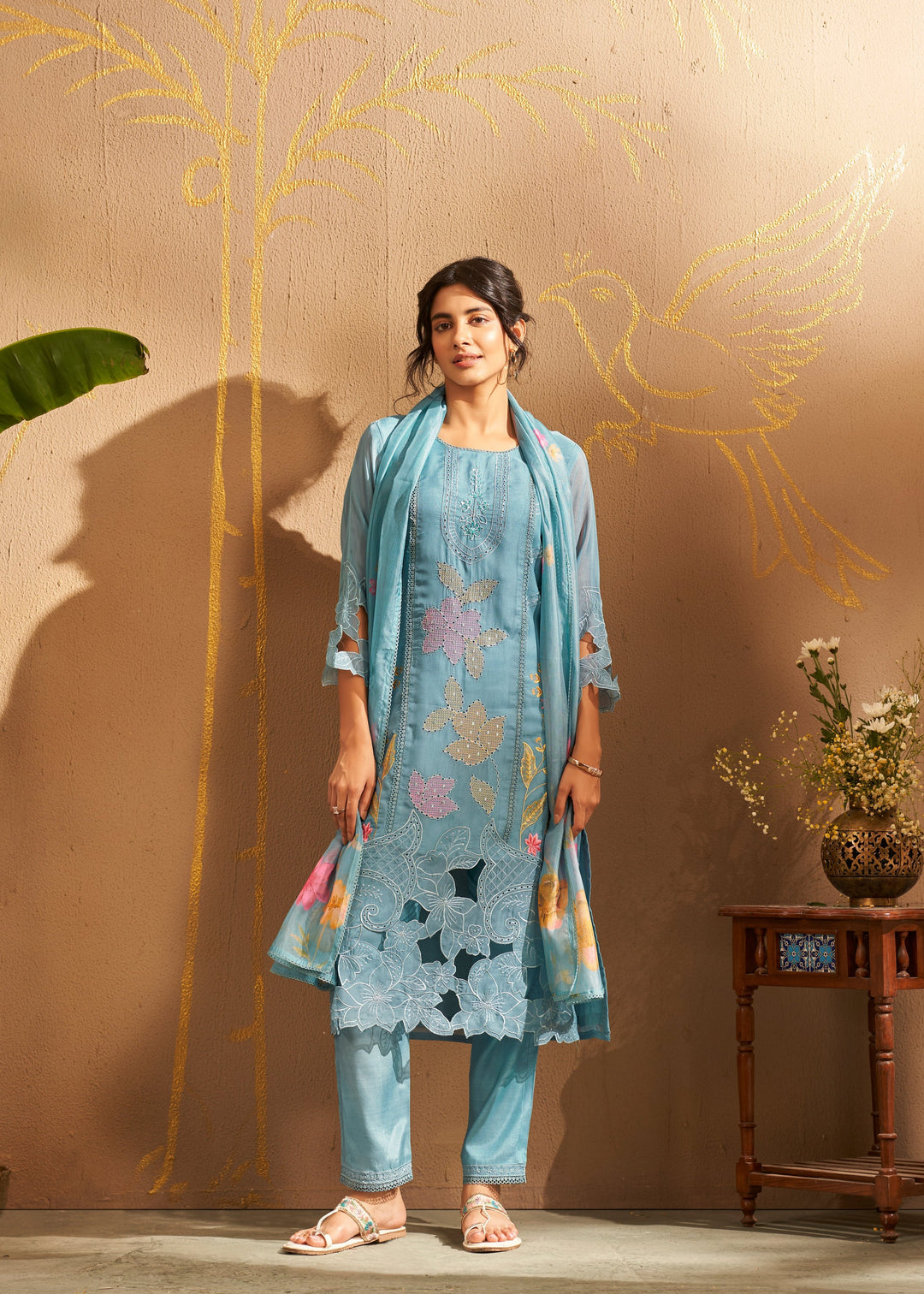 Bushra Sky Full Work Suit Set