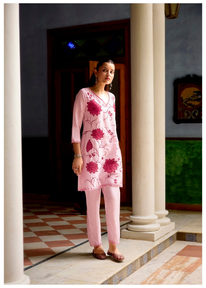 Barista Rose Embroidery Cotton Co-ord Set