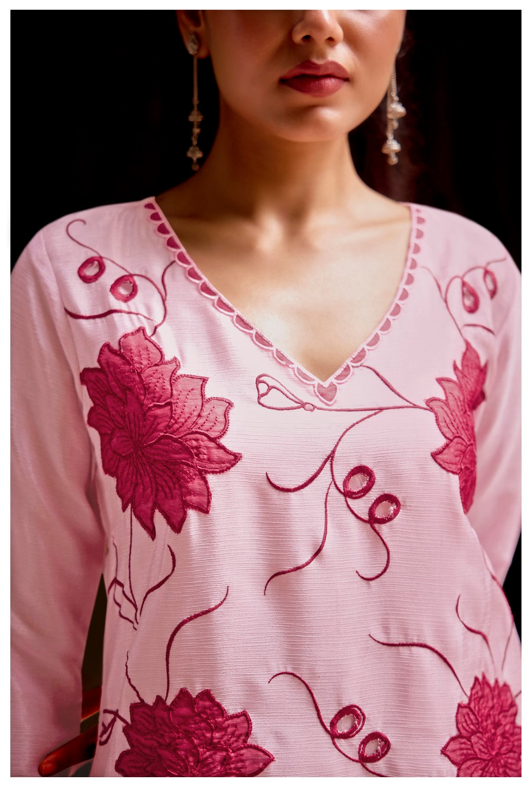 Barista Rose Embroidery Cotton Co-ord Set