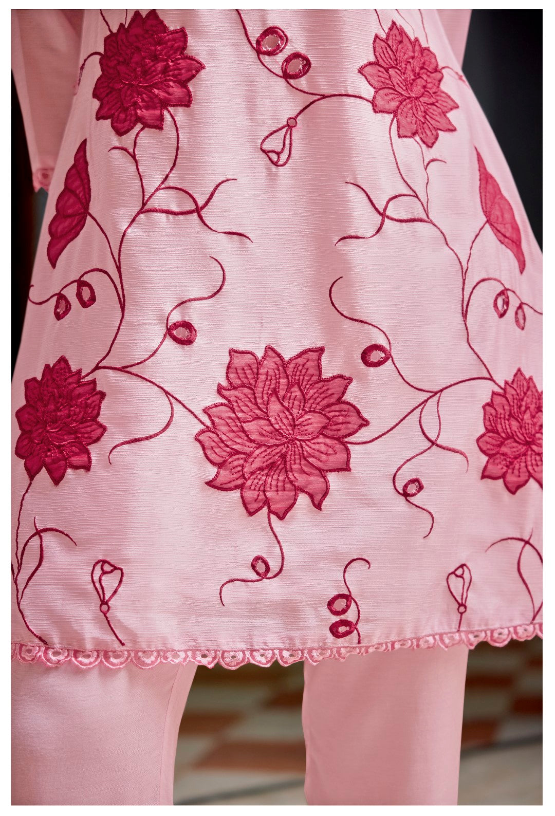 Barista Rose Embroidery Cotton Co-ord Set