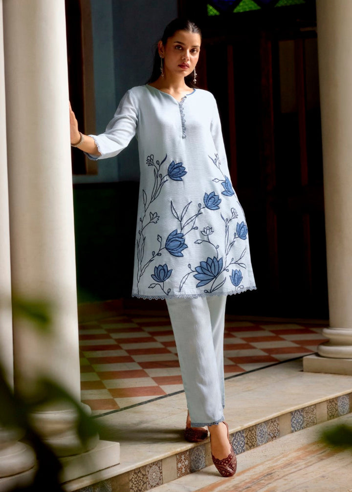 Barista Hibis Embroidery Cotton Co-ord Set