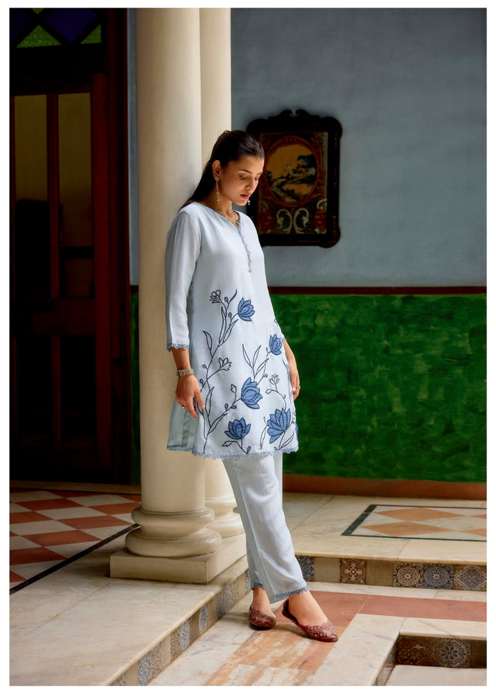 Barista Hibis Embroidery Cotton Co-ord Set