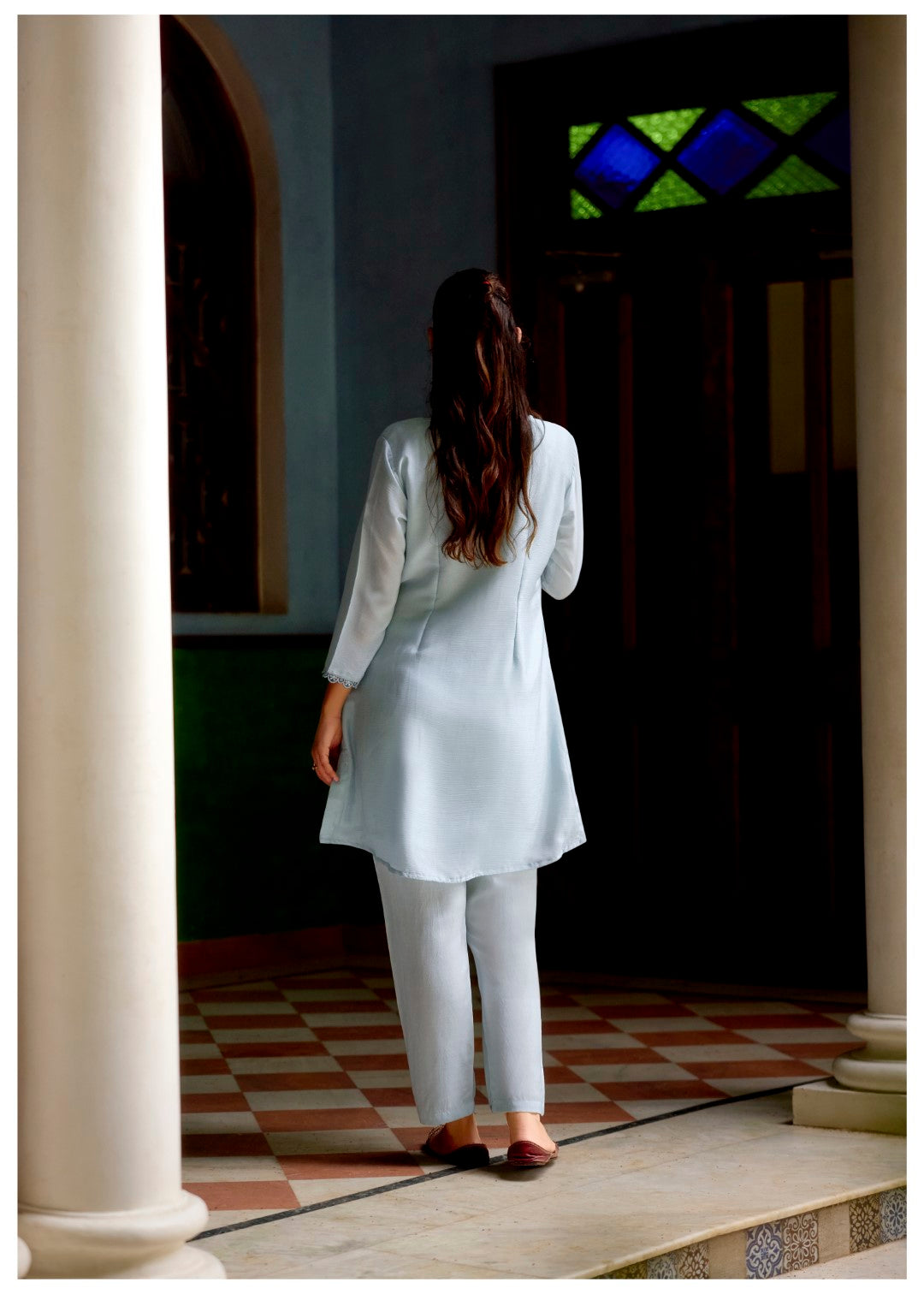 Barista Hibis Embroidery Cotton Co-ord Set