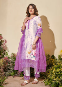 VEDA PURPLE FLORAL PRINTED SUIT SET