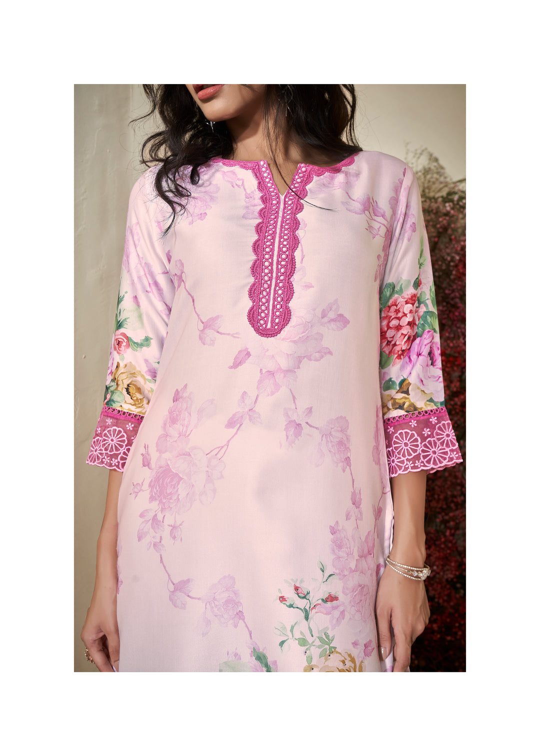 VEDA FLAMINGO FLORAL PRINTED PREMIUM SUIT SET