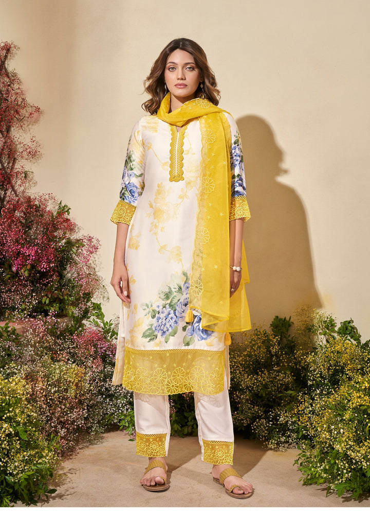 VEDA SUNSHINE FLORAL PRNTED PREMIUM SUIT SET