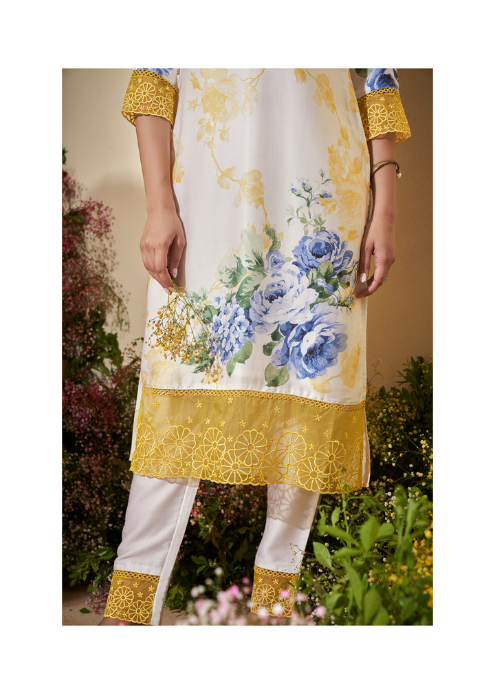 VEDA SUNSHINE FLORAL PRNTED PREMIUM SUIT SET