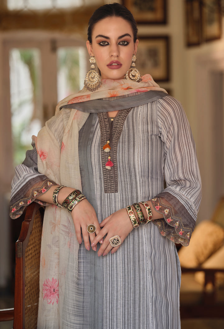 Feroza Grey Pakistani Suit Set