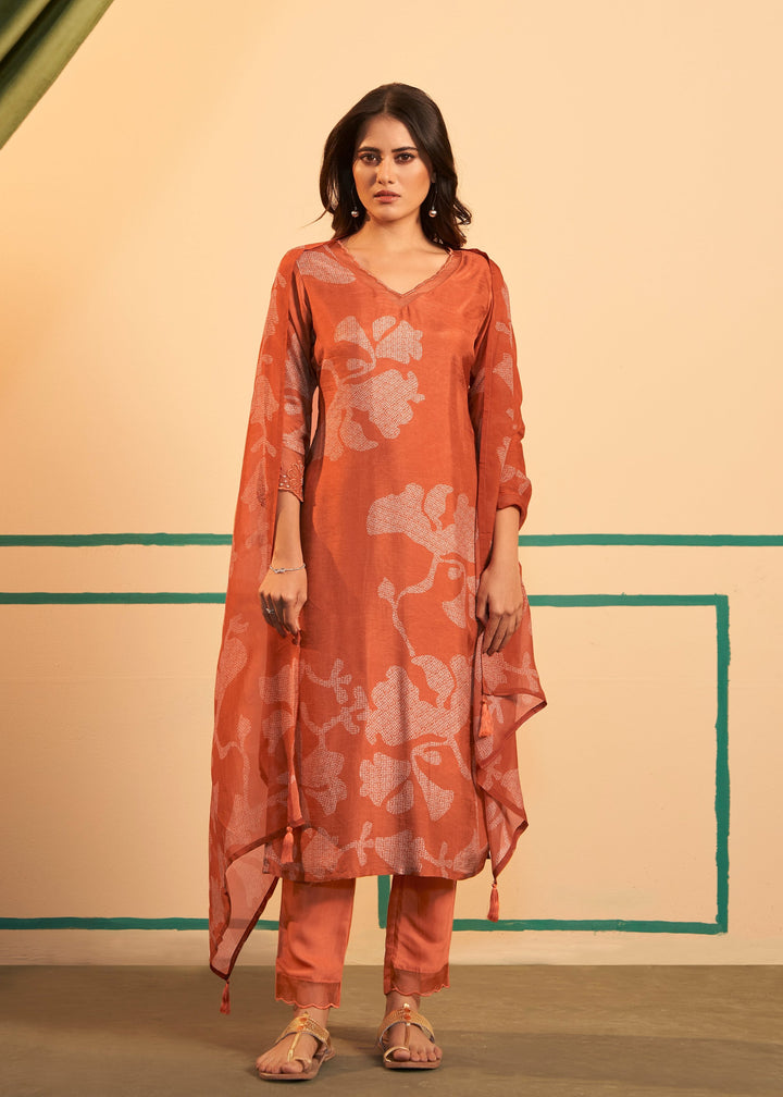 Veda Apricot Premium Suit Set