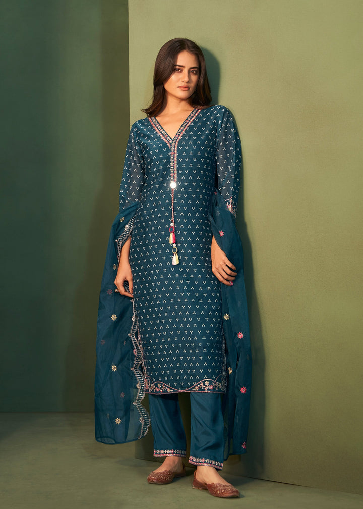 Amiya Indigo Work Suit Set