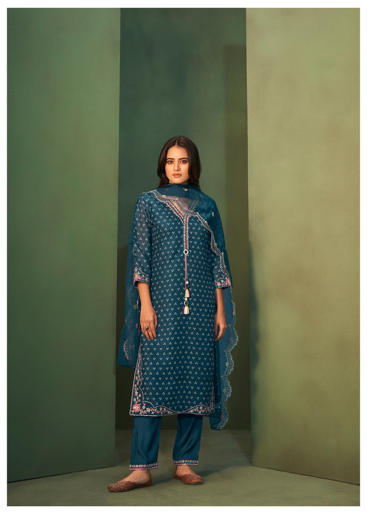 Amiya Indigo Work Suit Set