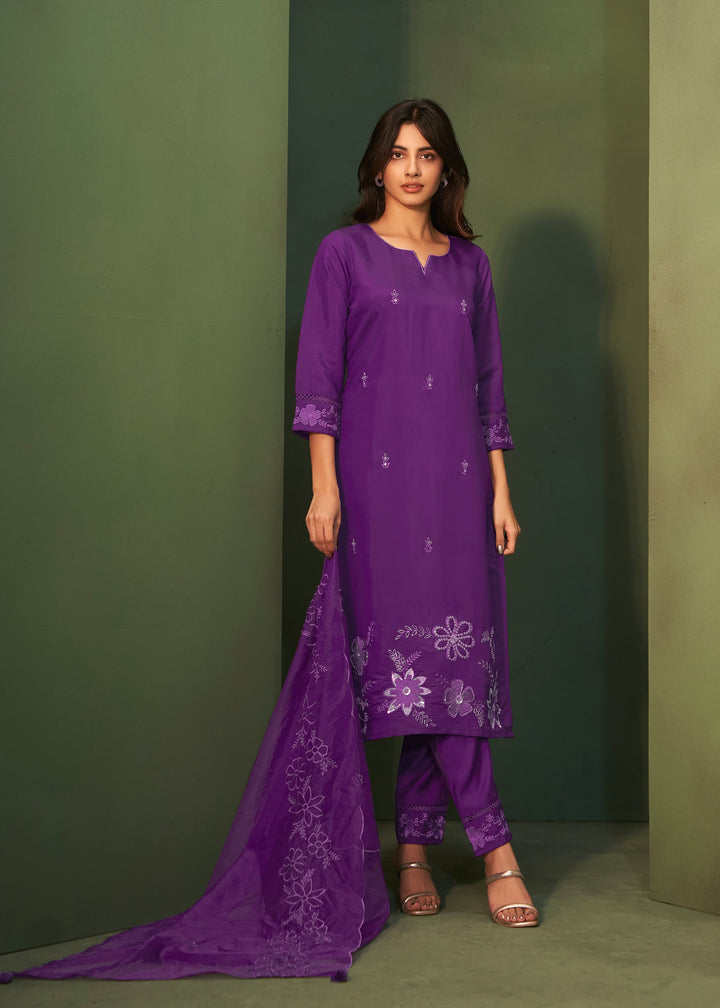 Amiya Purple Full Work Suit Set