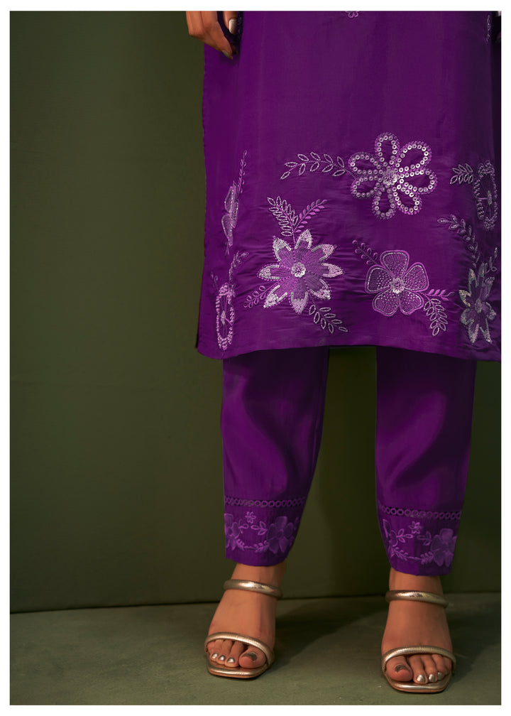 Amiya Purple Full Work Suit Set