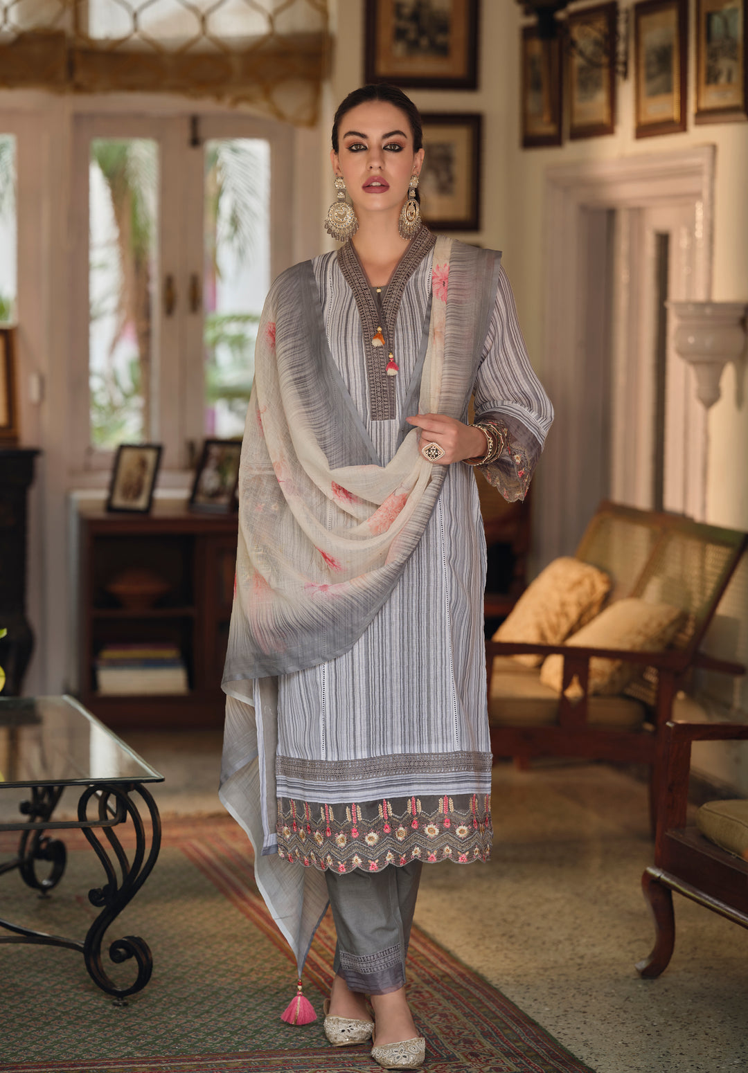 Feroza Grey Pakistani Suit Set