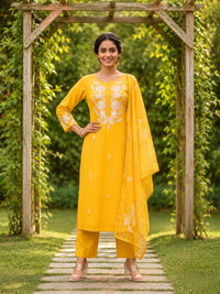 Nadira honey embroided Lawn suit set