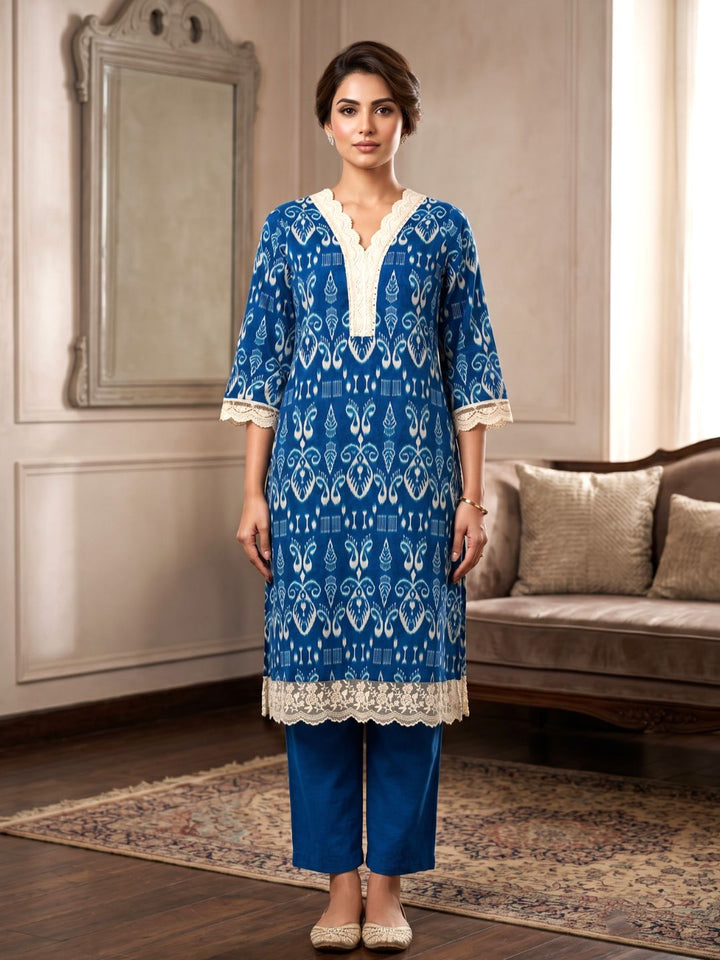 Tashvika Indigo Cotton Kurta Pant set
