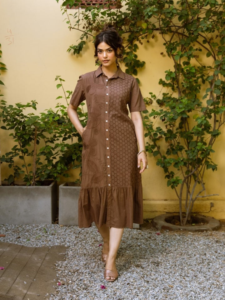 Ravya peanut embroidery cotton dress