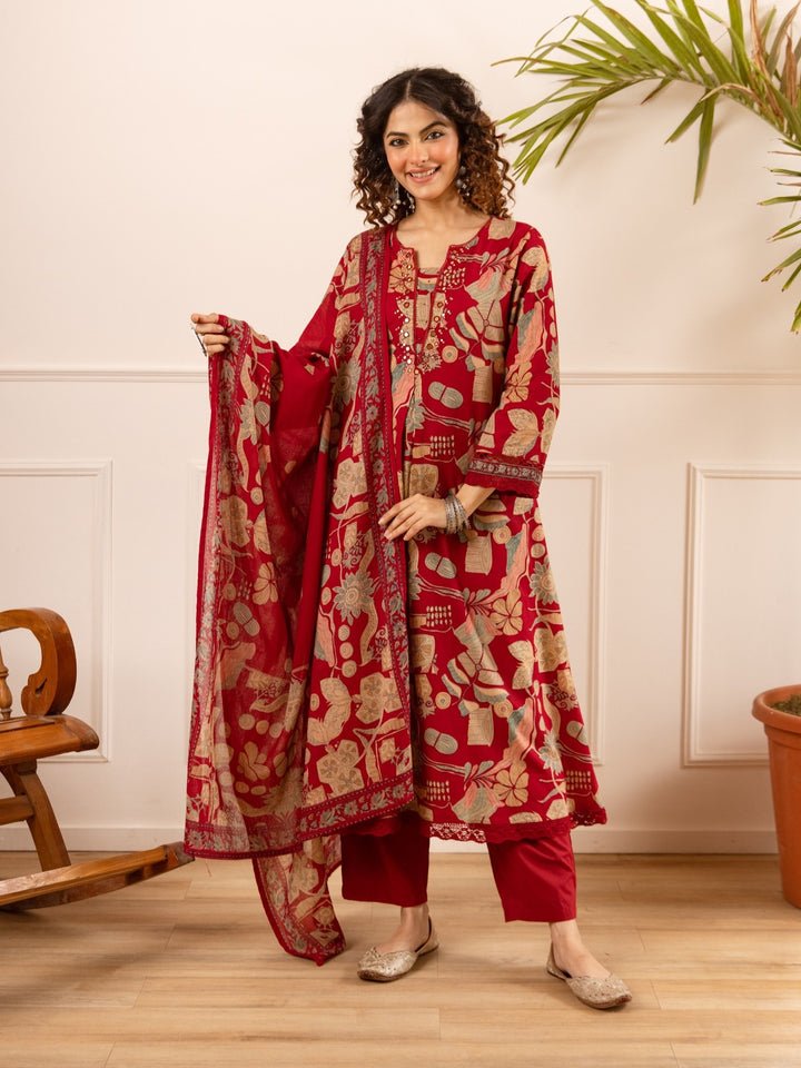 Karen Scarlet printed cotton suit set