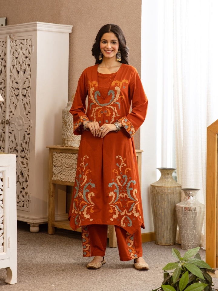 Karen Flame cotton kurta pant set