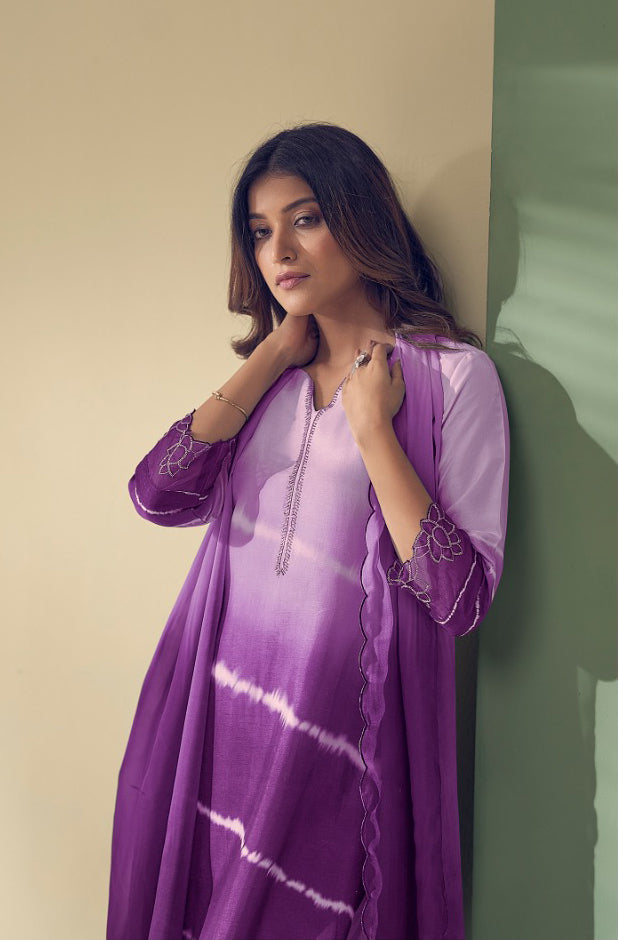 PAVNI PURPLE WORK SUIT SET