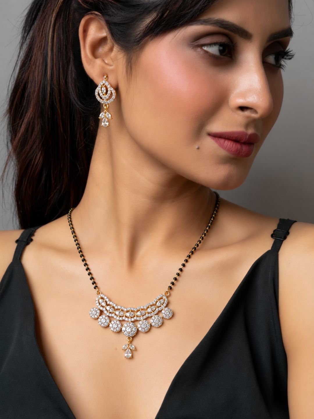 Nayra diamond Mangalsutra with earings set