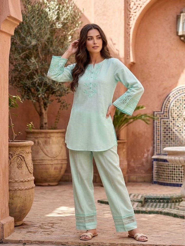 Prisha mantis embroidery cotton co-ord set