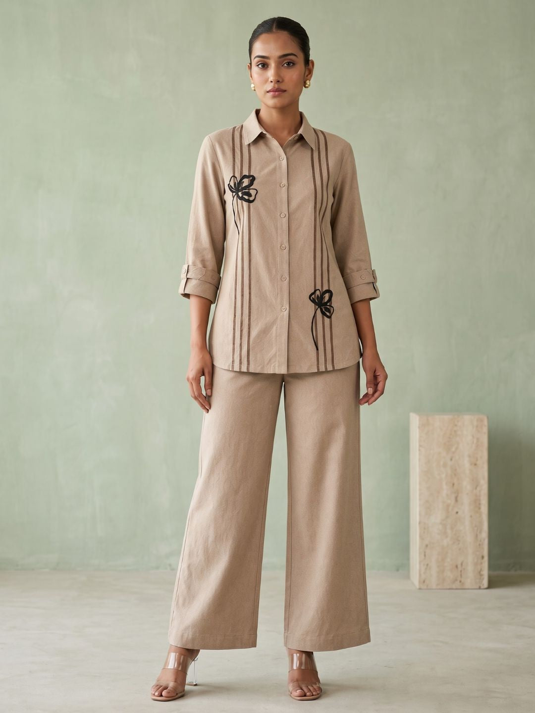 Drona Mousse embroidery cotton co-ord set