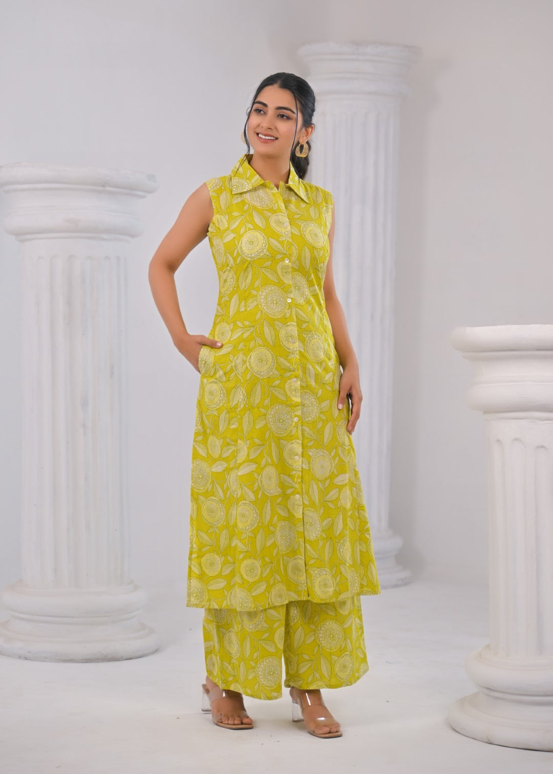 ITI CANARY COTTON KURTA PANT SET