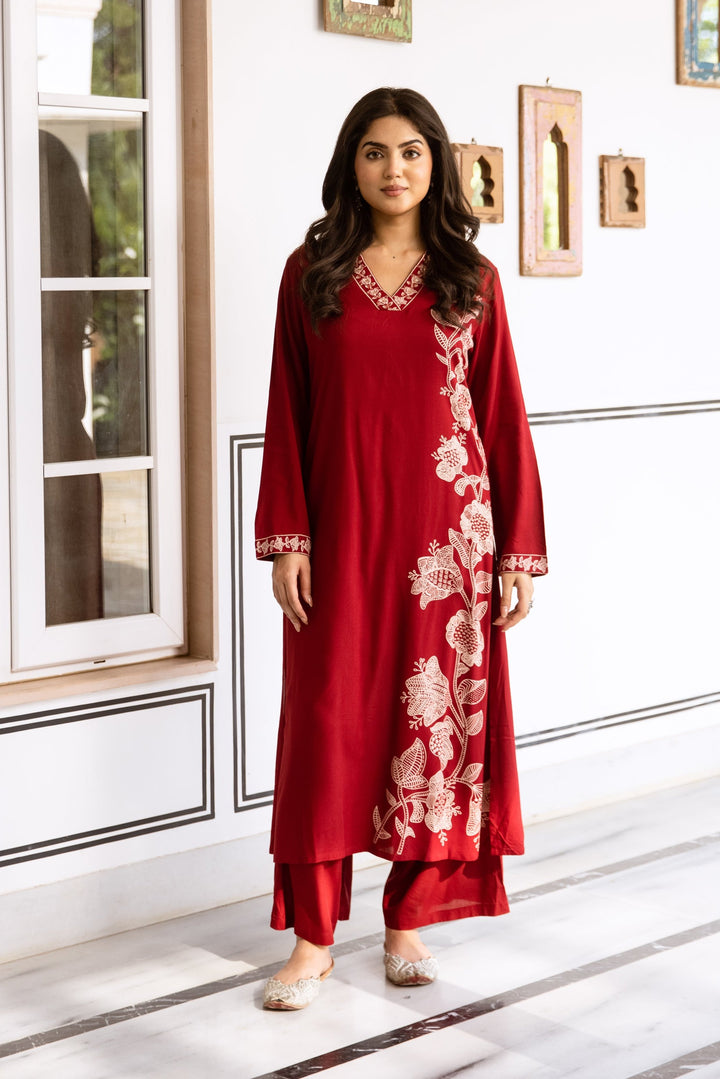 Shimoni Scarlet Printed Kurta Pant Set